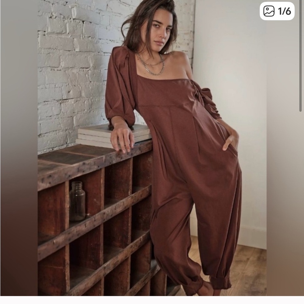 Free People Intimately Lotta Love Romper Size Small Butter Brown